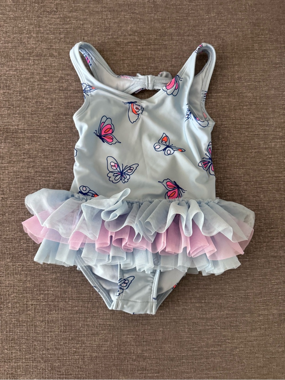 Light Blue Butterfly Tutu One-Piece Swimsuit